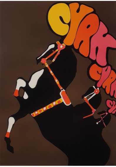 Cyrk, czarne konie REPRINT