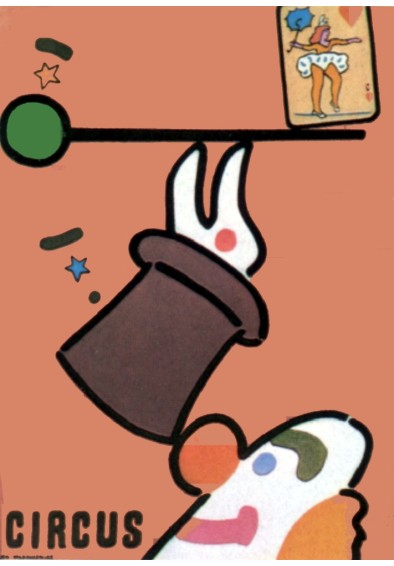 Cyrk, klown z kapeluszem