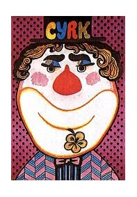Cyrk, klown z kwiatkiem