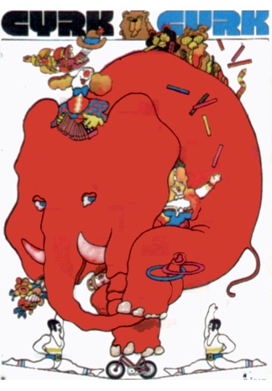 Cyrk, słoń na rowerze