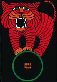 Cyrk, tygrys na kole REPRINT