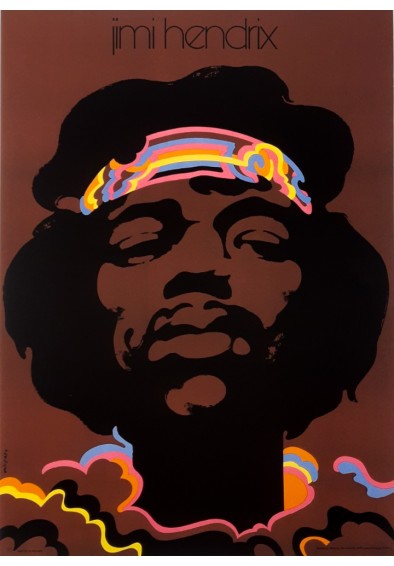 Jimi Hendrix REPRINT (brązowy)