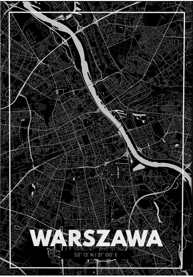 West Pomerania 50x70 Warszawa mapa CZARNA